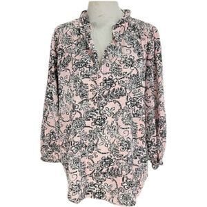 C&E V Neck High Collar Blouse